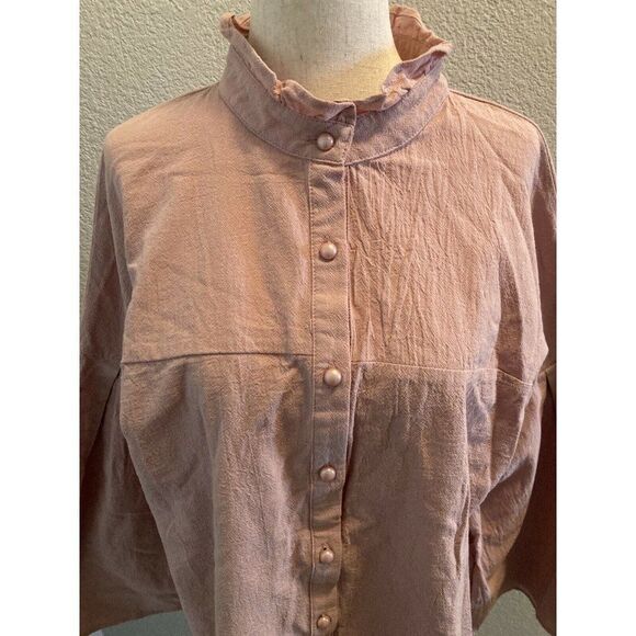 Zanzea Collection WOMENS Button Down Shirt Dolman Size Large Ruffled Collar - Picture 6 of 12